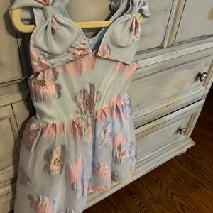 Floral Kids Dress in Blue and Pink